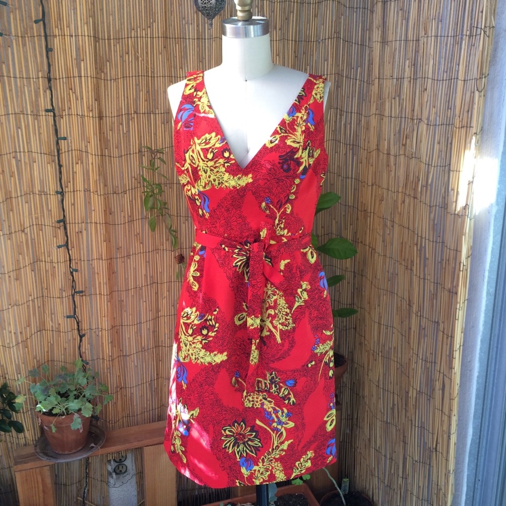 Plenty by Tracy Reese red cocktail belted dress 4